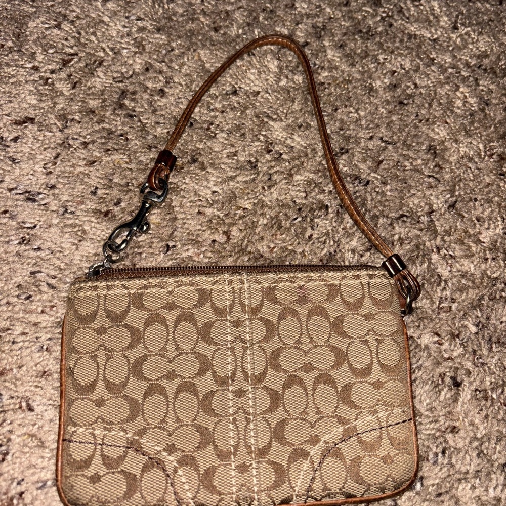 Coach Signature Brown Wristlet